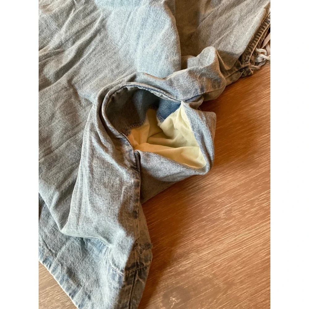 Free People Maisie Smocked Denim Mini Dress Large New With Tags
